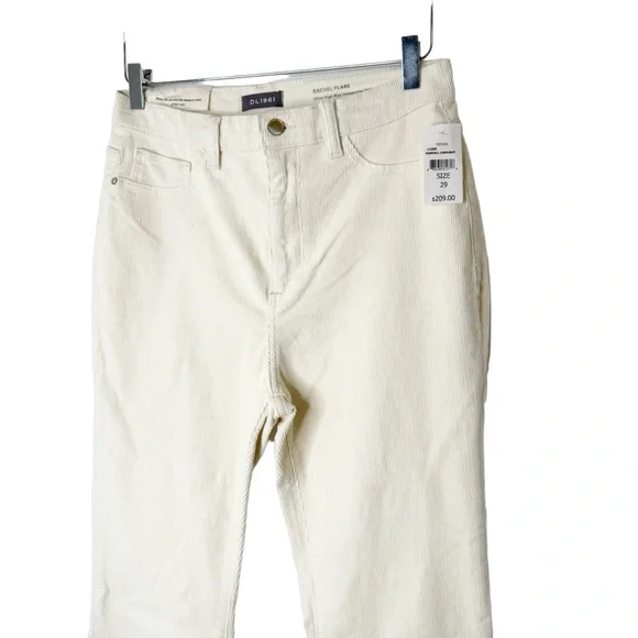 NWT Anthropologie DL1961 Rachel Flare Corduroy Pants Cords in Cream Size 29 - Picture 4 of 10